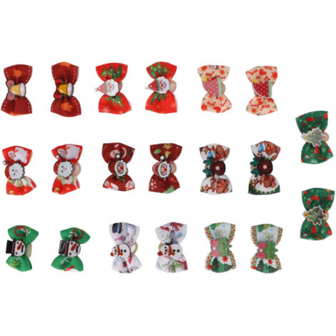 Jeffergarden Accessoires de Noël pour chiens avec nœuds, chignons de toilettage mignons et colorés avec élastiques, adaptés aux chiots et chatons, 20 pièces par paquet. (1/5)
