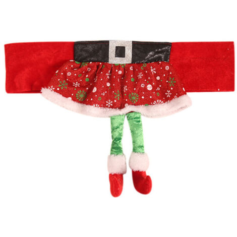 Jeffergarden Nouvelle housse de chaise de Noël, housse de chaise ceinture de Père Noël, housse de chaise lutin de Noël, housse de chaise jupe de fille (4630cm) (1/5)