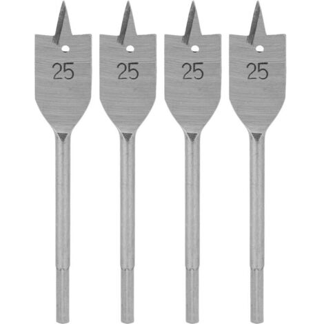 Jeffergarden Jeu de 4 forets plats à bois en acier à haute teneur en carbone, outil de perçage de rechange de 25 mm (1/5)