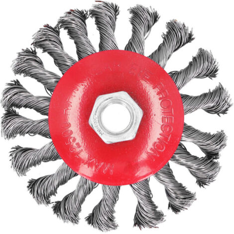 Jeffergarden Brosse métallique torsadée, godet de meulage à nœuds, outil de meulage pour enlever la rouille et la peinture, écrou M10x1,5, 10 cm (1/5)