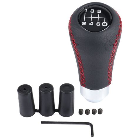 Jeffergarden Pommeau de levier de vitesse universel pour voiture, 6 rapports, en polyuréthane, avec 3 flexibles, rouge. (1/5)