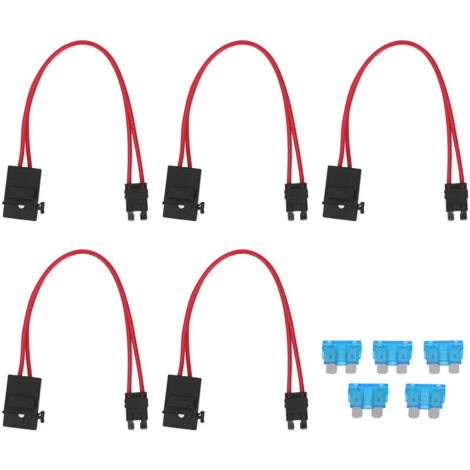 Jeffergarden Lot de 5 porte-fusibles pour voiture, mini rallonge de câble robuste pour véhicule, ATM 20 A, 16 AWG, avec 5 fusibles ACT M 19,1 mm (1/5)