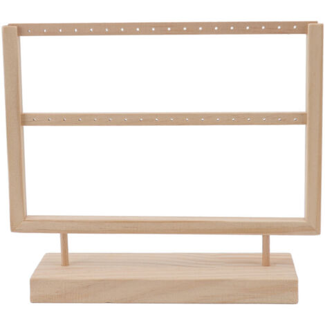 Jeffergarden Boucles d'oreilles organisateur support journal couleur boucles d'oreilles en bois porte-bijoux présentoir de stockage pour boucles d'oreilles suspendues 2 couches (1/5)