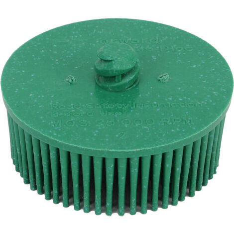 Jeffergarden Disque abrasif à poils de 5 cm (2 pouces) avec tige pour éliminer les bavures et les revêtements de rouille sur le métal (vert). (1/5)