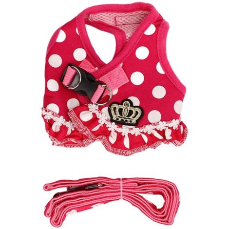 Jeffergarden Harnais sécurisé pour chiot, design à pois - Ajustable, respirant et anti-évasion - Pour promenades et éducation - Taille XL - Rose (1/5)