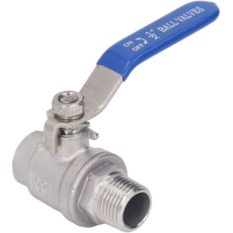 Jeffergarden Robinet à bille NPT à filetage mâle femelle 1/2 pouces, en acier inoxydable, diamètre extérieur de 24mm, arrêt d'eau, 1000WOG (1/5)