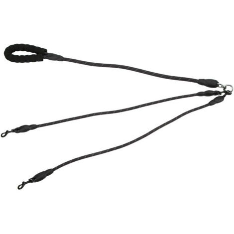 Jeffergarden Laisse pour chien avec poignée en mousse - Rotation à 360°, réfléchissante - Pour randonnée, camping, plage - 2 attaches - Noir