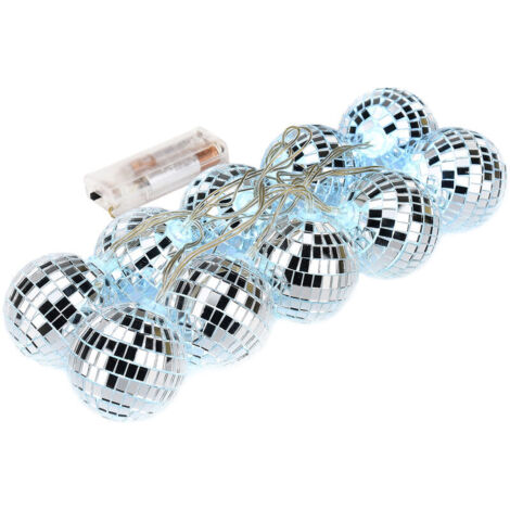 Jeffergarden Guirlande Lumineuse Boule Disco LED, Mini Boules Disco, Ornement d'arbre, Boules Disco à Piles pour Noël (x) (1/5)