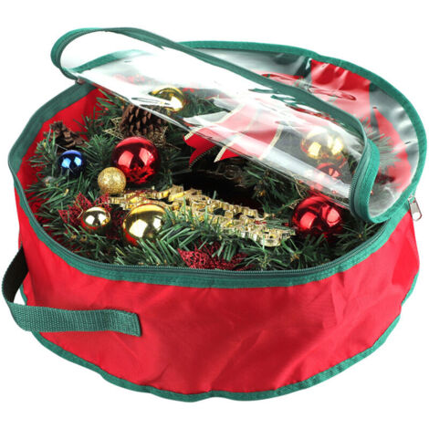 Jeffergarden Sac de rangement pour couronne de Noël avec fenêtre transparente, très grande capacité, contenant décoratif festif pour couronne de Noël. (1/5)