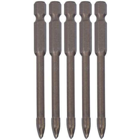 Jeffergarden Lot de 5 forets cruciformes à queue hexagonale de 6 mm (1/4 po) pour carrelage, verre, céramique et béton, outil en alliage dur (1/5)