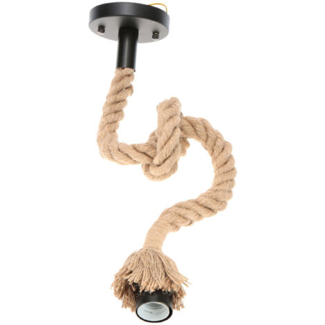 Jeffergarden Suspension Lixada 50 cm AC220V E27 à une tête en corde de chanvre vintage, style industriel et champêtre, pour salle à manger, restaurant, bar ou café. (1/5)