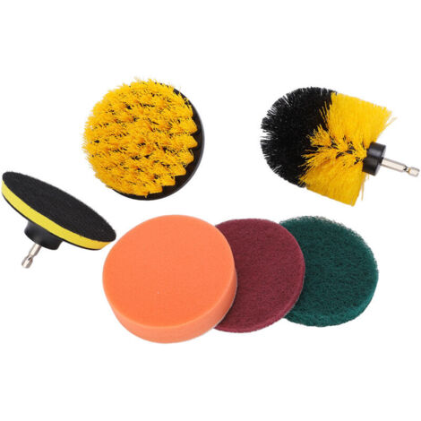 Jeffergarden Kit de 6 brosses et tampons à récurer pour perceuse, idéal pour le nettoyage des sols de salle de bain et de cuisine (1/5)