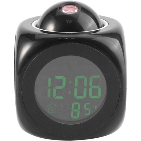 Jeffergarden Horloge numérique multifonction à projection murale LCD avec affichage vocal de la température et alarme LED (1/5)
