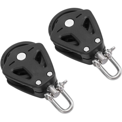 Lot de 2 poulies marines en acier inoxydable et nylon haute résistance, capacité de charge élevée, universelles, à une seule tête, pour voiliers, kayaks et canoës, sans système de verrouillage (1/5)
