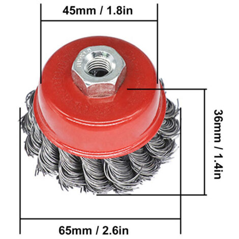 Jeffergarden Ensemble de 5 brosses métalliques torsadées en forme de bol, avec fixation par vis M10, outil de polissage (1/5)