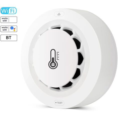 Jeffergarden ‌Détecteur de Fumée Connecté Wifi/BT Tuya, Mesure Température et Humidité, Alarme 80dB avec Notification APP - Compatible Alexa et Google Home‌ (1/5)