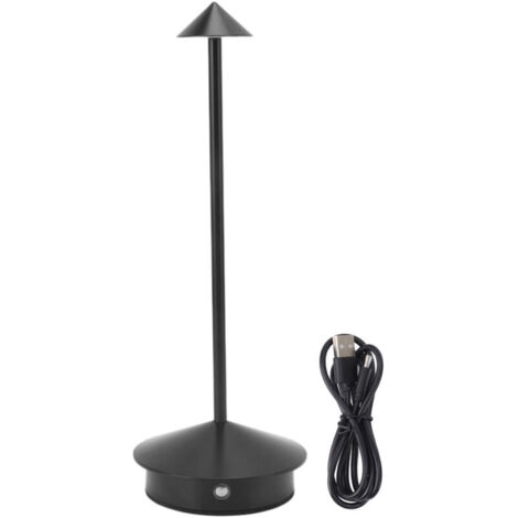 Jeffergarden Lampe de table sans fil en fer rechargeable, 3 températures de couleur réglables, idéale pour la maison, la chambre d'étudiant ou le bureau (noir). (1/5)