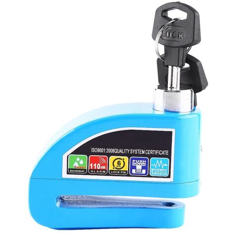 Jeffergarden Moto Scooter vélo antivol frein à disque serrure système d'alarme de sécurité bleu (1/5)