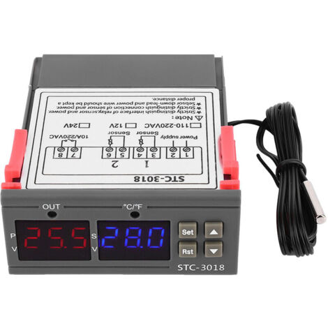 Jeffergarden Thermostat à capteur de température numérique STC-3018 avec câble NTC de 1 m (24 V) (1/5)
