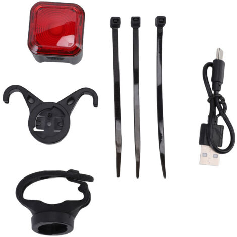 Jeffergarden Feu arrière de vélo rechargeable, capteur de freinage intelligent, USB-C, voyant d'avertissement pour cyclisme de nuit, étanche IP55, adapté aux vélos de route et de montagne, noir (1/5)