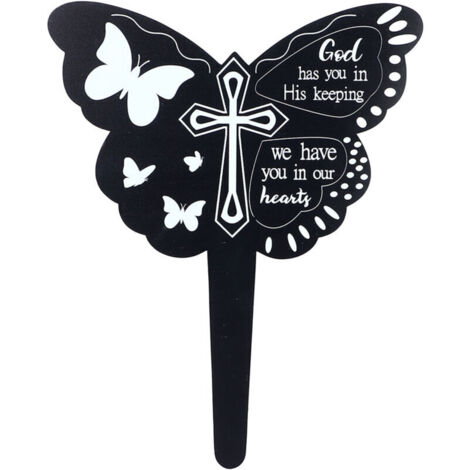 Jeffergarden Piquet commémoratif texte blanc sur noir lissant, Plaque funéraire de cimetière en métal robuste et élégante pour décoration de jardin (1/5)