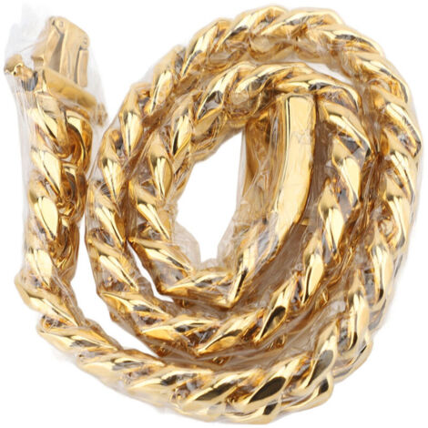 Jeffergarden Collier chaîne pour chien - Mailles cubaines or 15mm, acier inoxydable léger, 45cm - Dressage/marche (1/2)