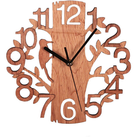 Jeffergarden Horloge Murale Arbre en Bois Horloge Ronde Silencieuse Anti-tic-tac pour Cuisine Salon Chambre Bureau (211129GS05-1) (1/5)