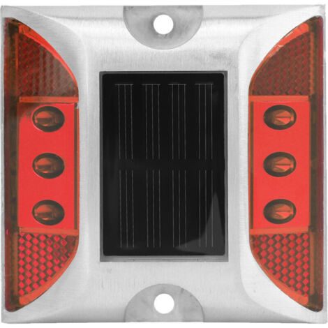 Jeffergarden Feux de position au sol à énergie solaire LED, étanche, pour allée extérieure, route, autoroute, lampe à pointe rouge (1/5)