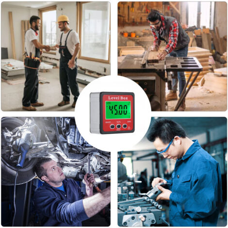 Jeffergarden Niveau à bulle numérique magnétique avec inclinomètre pour le travail du bois, la réparation automobile et l'utilisation d'un interrupteur d'inclinaison rétroéclairé (1/5)