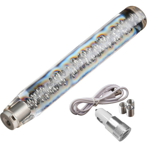 Jeffergarden Pommeau de levier de vitesse à LED RVB, transparent, 30 cm, dégradé multicolore, universel (1/5)