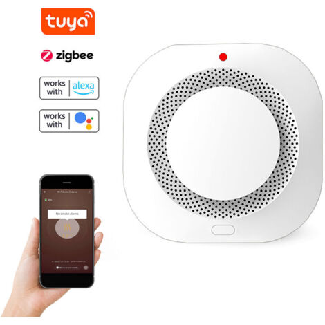 Jeffergarden ‌Détecteur de Fumée Intelligent Sans Fil Zigbee Tuya, Alerte 360° par Son et Lumière avec Notification SMS - Application Mobile, Silencieux en 1 Clic‌ (1/5)