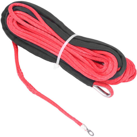 Jeffergarden Corde de treuil de remorque 6 mm x 15 m/1/4inx50ft fibre synthétique de remplacement rouge pour SmittyBilt SUV camions VTT (1/5)