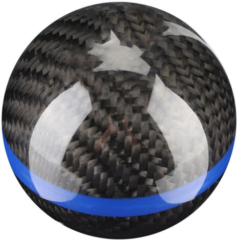 Jeffergarden Pommeau de levier de vitesses universel en fibre de carbone pour voiture, 6 vitesses, noir avec liseré bleu (1/5)