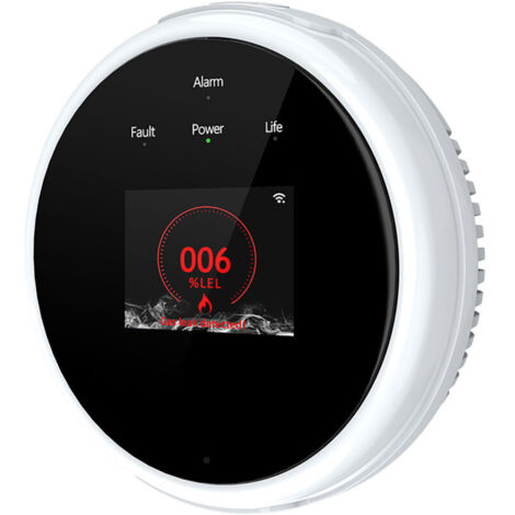 Jeffergarden Détecteur de Fuite de Gaz WiFi – Alarme Domestique App Tuya, Surveillance Température Horloge, Écran LCD Couleur pour Cuisine Camping-Car (1/5)