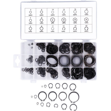 Jeffergarden Kit de 300 pièces de fixations (circlips, anneaux élastiques, clips en C) pour machines et véhicules. (1/5)