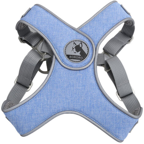 Jeffergarden Harnais-laisse réfléchissant pour chien et chat - Ajustable et respirant pour promenades en plein air - Taille L - Bleu (1/5)