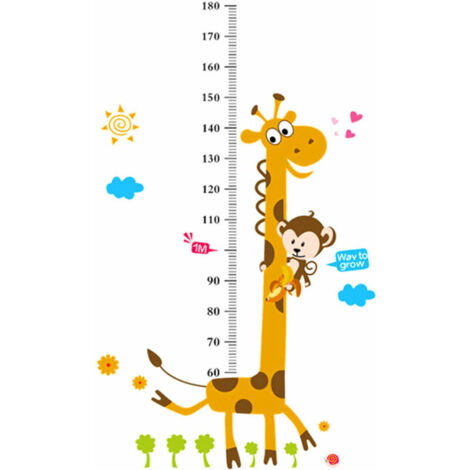 Jeffergarden Autocollant mural amovible avec mesure de la taille des enfants, girafe, 4 pièces, pour chambre d'enfants de la maternelle (1/5)
