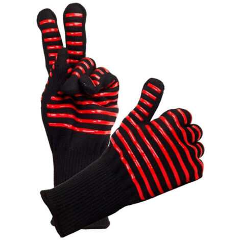 Jeffergarden Gants de feu pour barbecue, 2 pièces, ignifuges, résistants aux hautes températures, four à micro-ondes pour industriel (1/5)