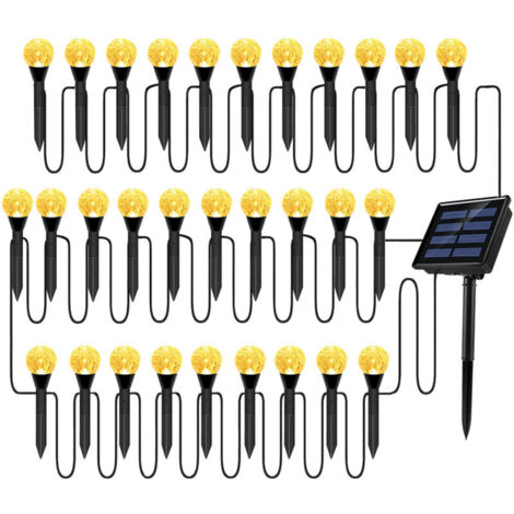 Jeffergarden Guirlande lumineuse solaire à bulles pour jardin, décoration extérieure, étanche IP65, LED à piquet alimentées à l'énergie solaire pour allée/cour/jardin (1/5)