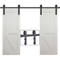 Ulisem 352cm Sliding Door Hardware Kit - Double Barn Door Hanging Set for Bedroom/Garage
