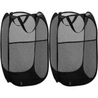 2 Piece Black Folding Dirty Clothes Basket, Laundry Basket, Clothes Storage Basket, Portable Dirty Clothes Basket