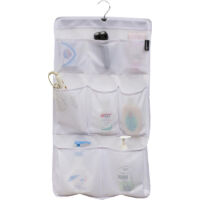 Rangement de douche à 8 poches en maille à séchage rapide avec suspension rotative pour salle de bain Blanc