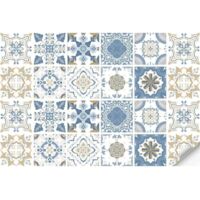 24 Pcs(20x20cm) Autocollant de carrelage bleu Peel and Stick Dosseret, décoration en PVC imperméable à l'eau et à l'huile Peel