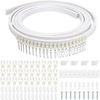 Rail de Rideau de Plafond Incurvé et Flexible Guide de Montage de Rideau avec Rouleaux Silencieux Système de Rail de Rideau Pour Rail de Rideau de Douche (3M)