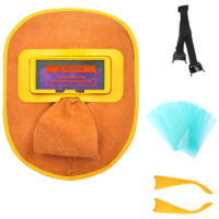 Jeffergarden Casque de Soudage en Cuir Léger, Réglable et Résistant à la Chaleur - Visière Anti-éblouissement avec 10 Feuilles de Protection, Pour Arc Électrique et Gaz