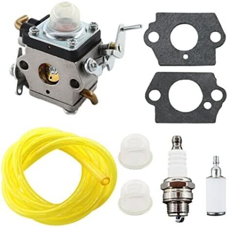 Carburateur 122 pour Husqvarna 122C 122LDX 122LK 22cc – Remplacement 574386701 581734301 – Avec bougie, filtre et tuyau carburant