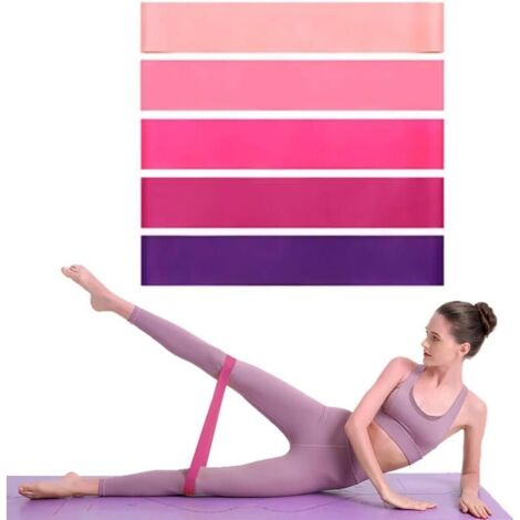 Coocheer – Lot de 5 bandes élastiques de résistance en latex naturel – Entraînement abdominaux et fessiers – Sac de transport inclus – Idéal pour yoga et pilates