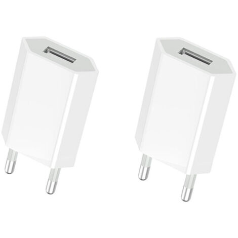 (2 Packs) Chargeur Rapide USB Adaptateur de Prise Universel (5W 5V 1A) adapté aux Voyages compatibilité avec iPhone Apple Samsung Galaxy Pixel Nexus Huawei Xiaomi HTC Sony LG - Blanc (1/5)