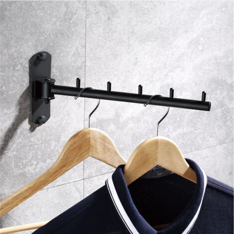 Cintre à Vêtements en Acier Inoxydable avec Bras Pivotant Barres de Support Porte Cintre Mural avec 5 crochets Pour vêtements Crochets Pour Organiseur de Rangement Chambre et Salle de bain (1/5)