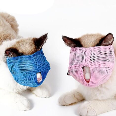 L 2 pièces Muselière pour Chat avec Maille Respirante Protège-Dents pour Chat pour Éviter Morsures Muselière pour toilettage de Chat Prévenir Les griffures Quand on s'occupe d'un Chat